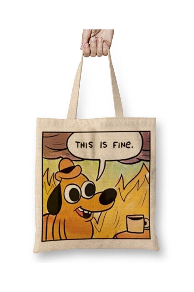 حقيبة قماش ذات مقبض طويل من This Is Fine 01