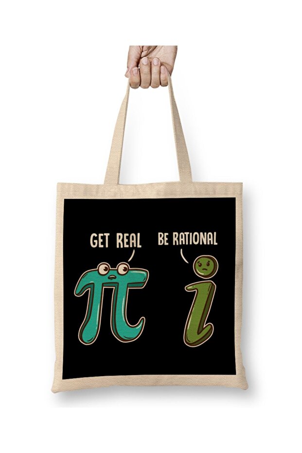 Be Rational Get Real Funny Math Joke Stats Pun Cloth Bag Long Handle