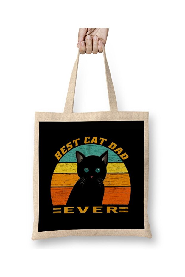 حقيبة حمل القطط العتيقة من Best Cat Dad Ever بمقبض طويل