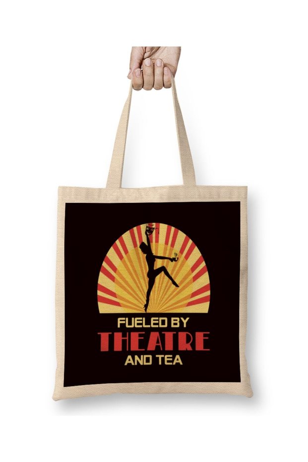 Fueled By Theater And Tea Acting Broadway Theater Geek Fan Tote Bag Long Handle