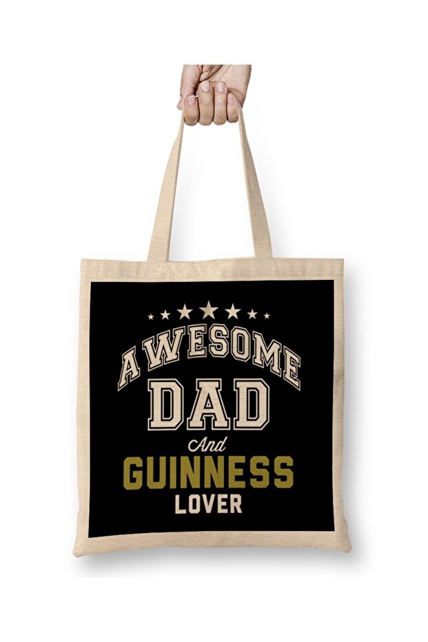 Awesome Dad And Guinness Lover Tote Bag Long Handle