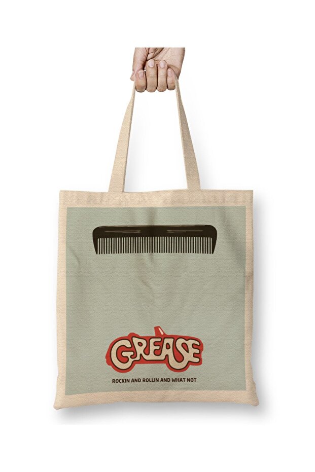 حقيبة قماش بتصميم صورة ظلية لفيلم Grease Comb بمقبض طويل