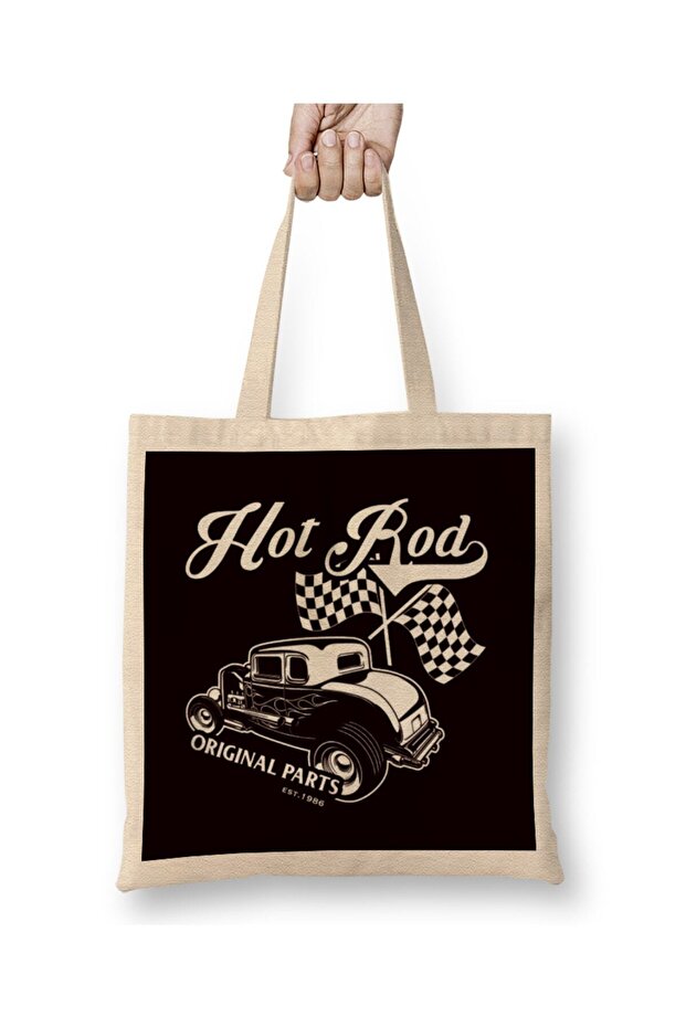 Hot Rod Original Parts Classic Old American Engine Hotrod Tote Bag Long Handle