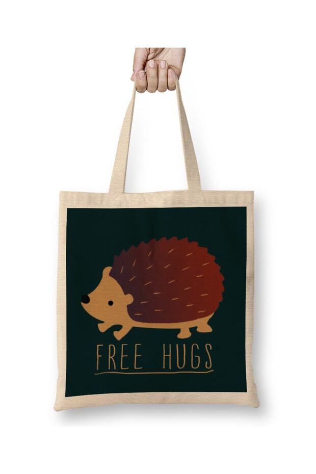 حقيبة قماش Free Hugs بمقبض طويل