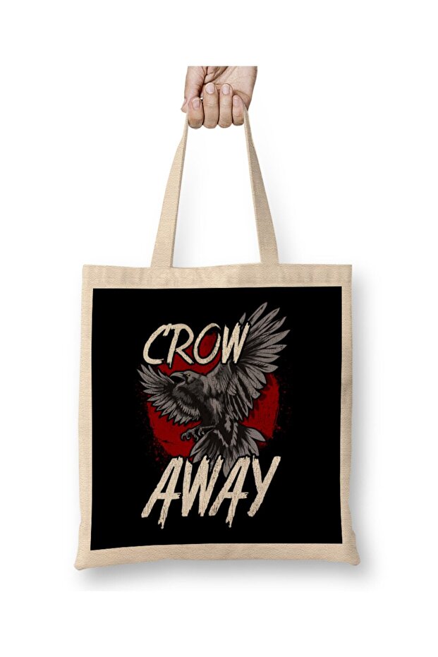 Crow Away Pun Funny Antisocial Gamer Introvert Cloth Bag Long Handle