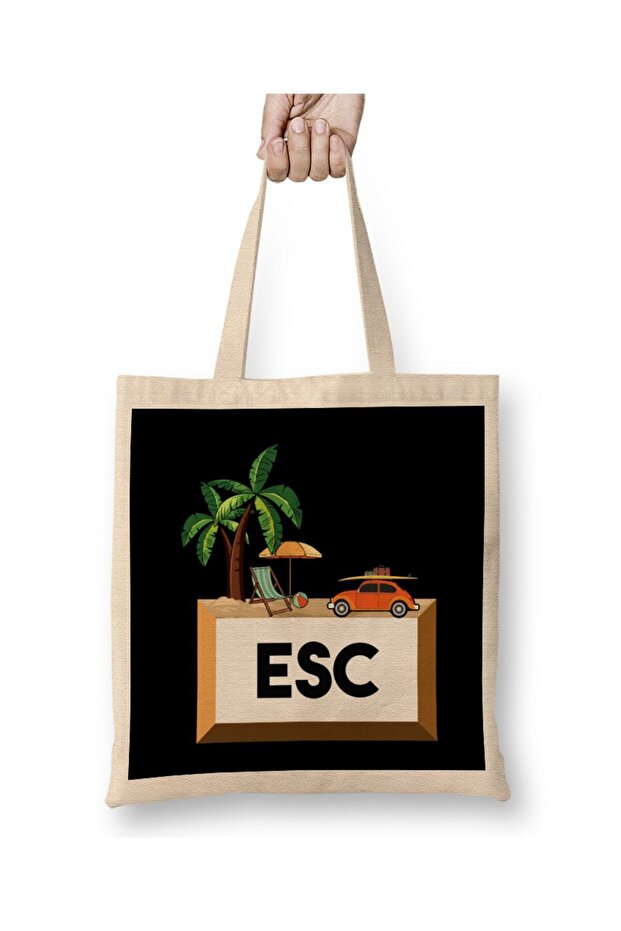 Esc Vacation Escape Key حقيبة قماش احترافية للمبرمجين بمقبض طويل