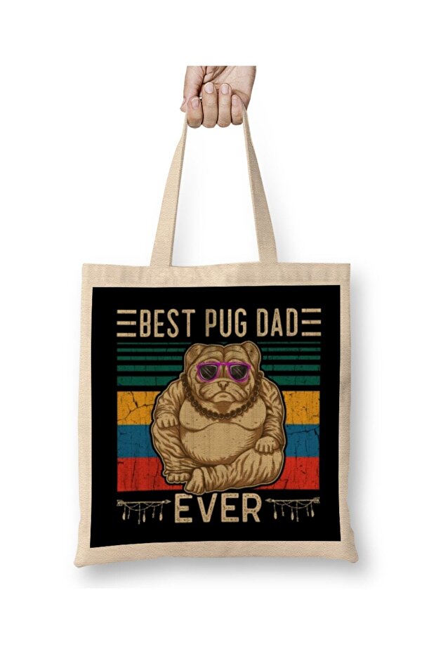 حقيبة حمل من Best Pug Dad Ever Dog 01 بمقبض طويل