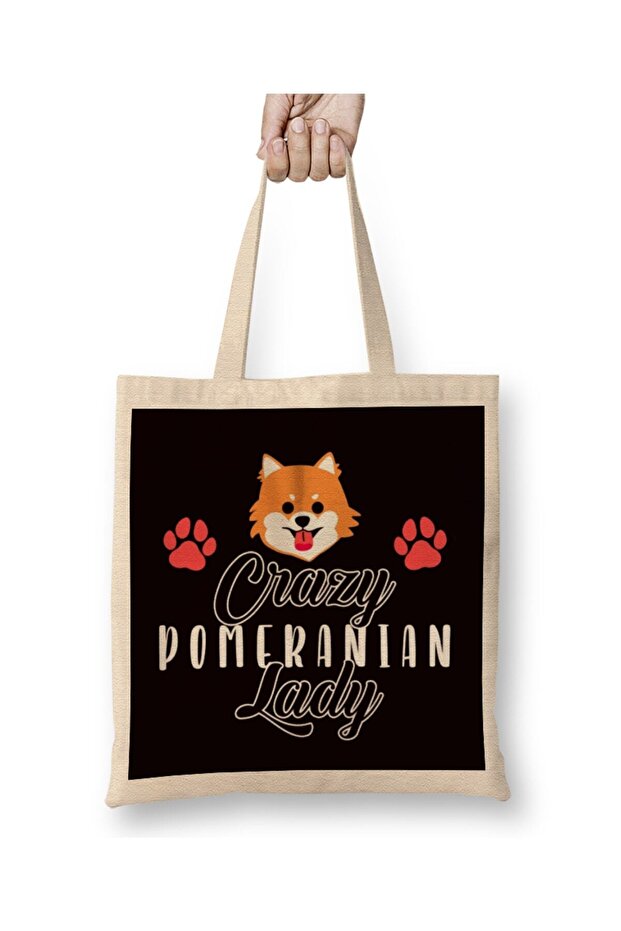 Crazy Pomeranian Lady Pommy Mommy German Spitz Puppy Pet Paw Diaper Bag Long Handle