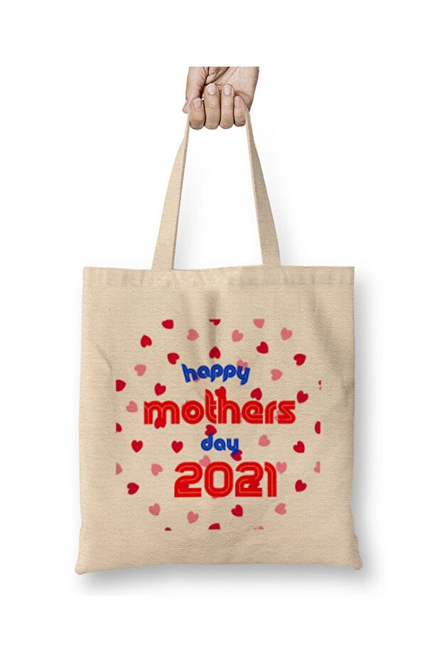 حقيبة قماش Happy Mothers Day 2021 بمقبض طويل