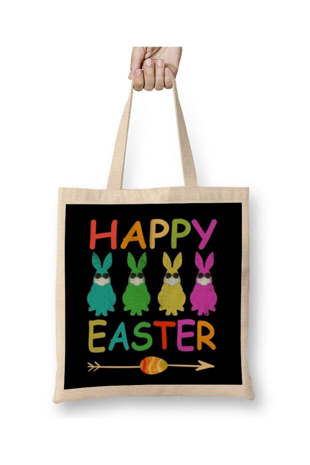 حقيبة قماش Happy Easter Day بمقبض طويل