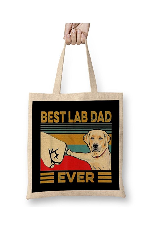 Retro Labrador Dad Gift Dog Daddy Golden Black Lab Father 02 Cloth Bag Long Handle