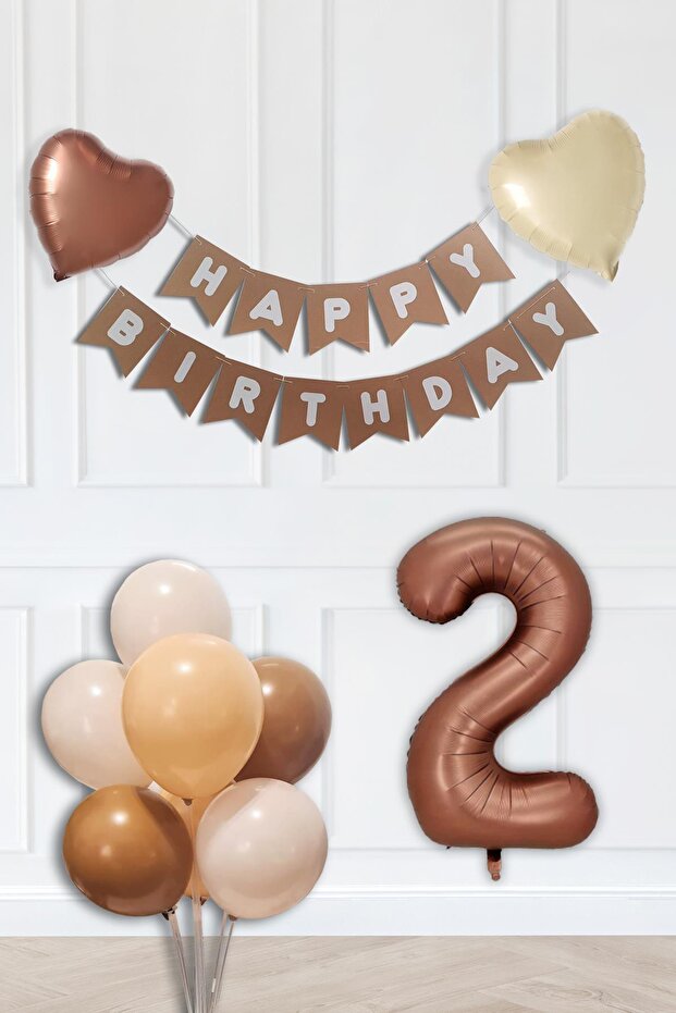 2 Year Old Birthday Party Decoration Set Chocolate Brown 2 Year Old Balloon Chain Set Set72