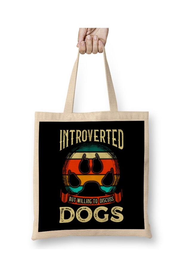 Funny Introverted But Willing To Discuss Dogs Tote Bag Long Handle