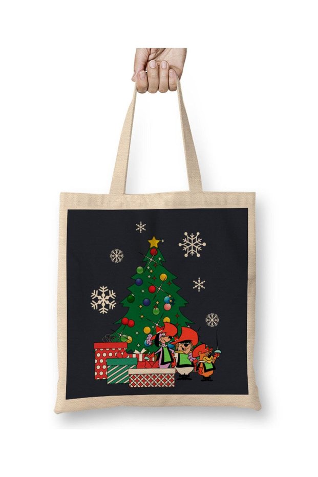 Yippee Yappee And Yahooey Around The Christmas Tree Tote Bag Long Handle