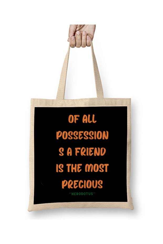 حقيبة قماش Herodotus ذات مقبض طويل من Friendship Quotes DAY ideas LOVE Gift