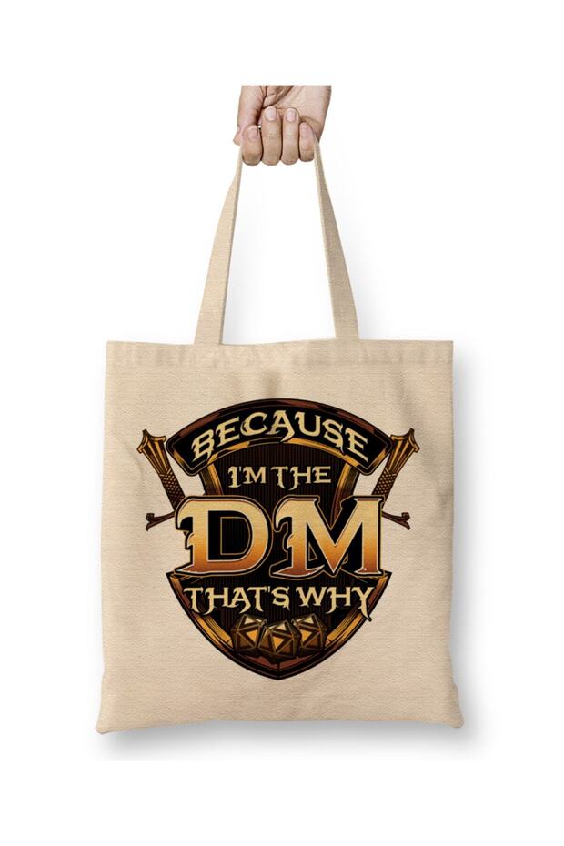 لأنني DM لهذا السبب، حقيبة قماشية مضحكة لألعاب RPG بمقبض طويل