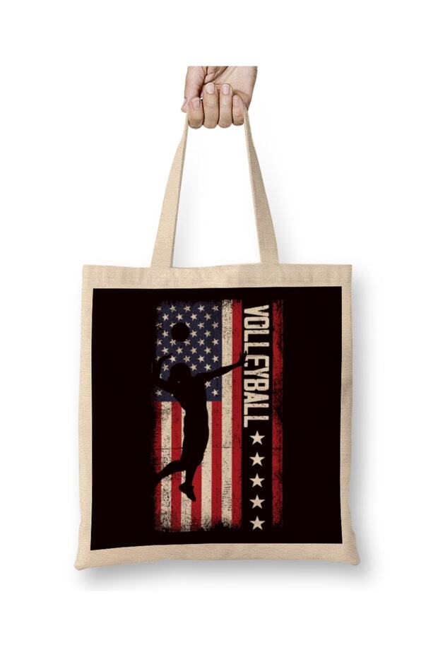 US American Flag Volleyball Setter Ball Sports Player Game Tote Bag Long Handle