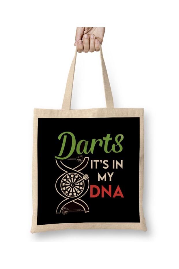 Darts In My DNA Dart Player Arrow Bullseye Pub Sports Target Tote Bag Long Handle