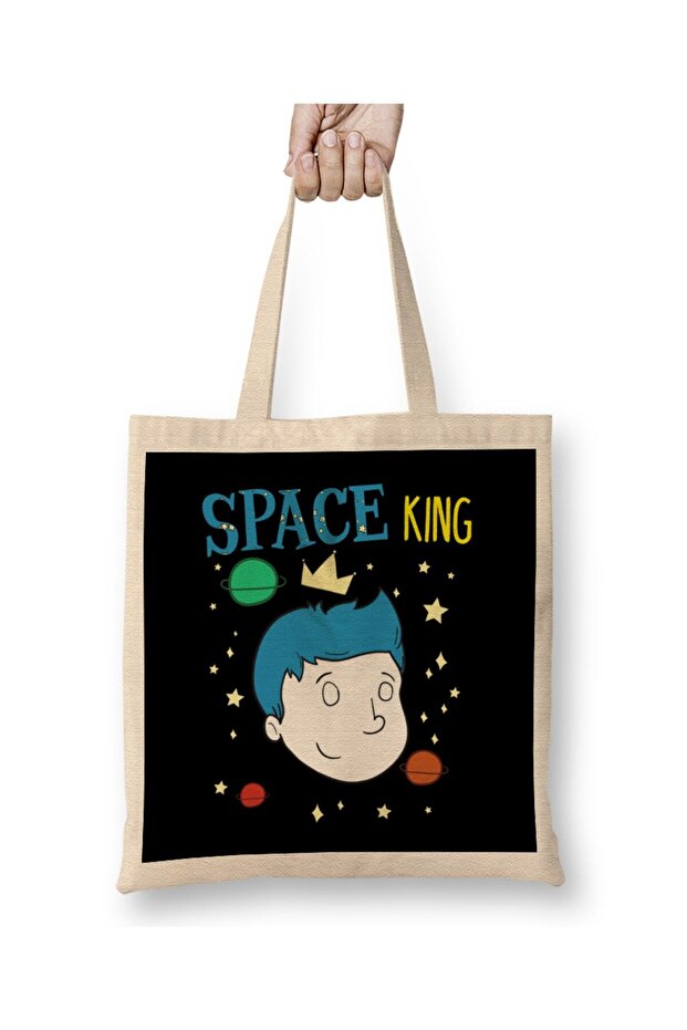 Cute Space King Exploring Outerspace Astronaut Tote Bag Long Handle