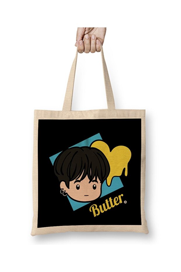 K Pop Chibi Suga Butter Tote Bag Long Handle