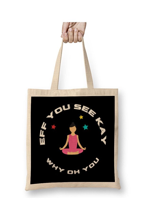 Eff You See Kay Why Oh You حقيبة قماش ذات مقبض طويل