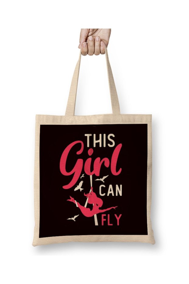 Girl Can Fly Aerialist Aerial Silk Acrobatics Dancer Acrobat Cloth Bag Long Handle