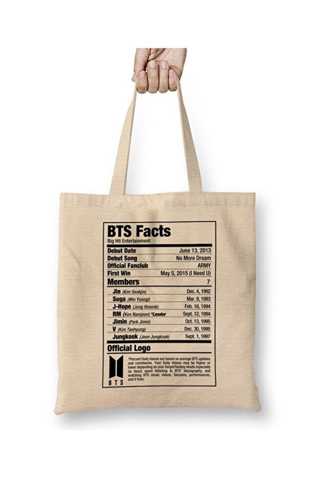 حقيبة قماش بمقبض طويل من BTS Nutritional Facts 01
