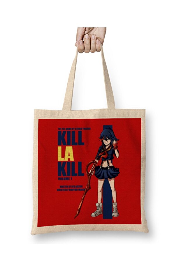 Kill La Kill Kill يغطي حقيبة قماش حمراء بمقبض طويل