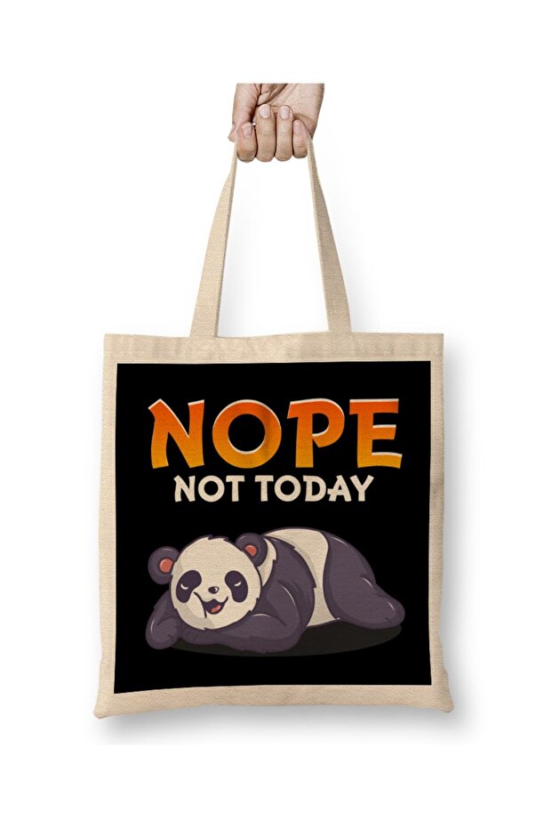 حقيبة قماش Funny Nope Not Today لطيفة على شكل باندا بون بمقبض طويل