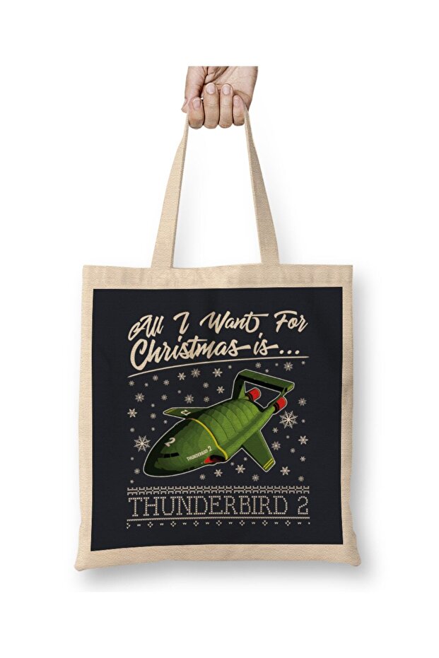 All I Want For Christmas Is Thunderbird 2 Thunderbirds Cloth Bag Long Handle