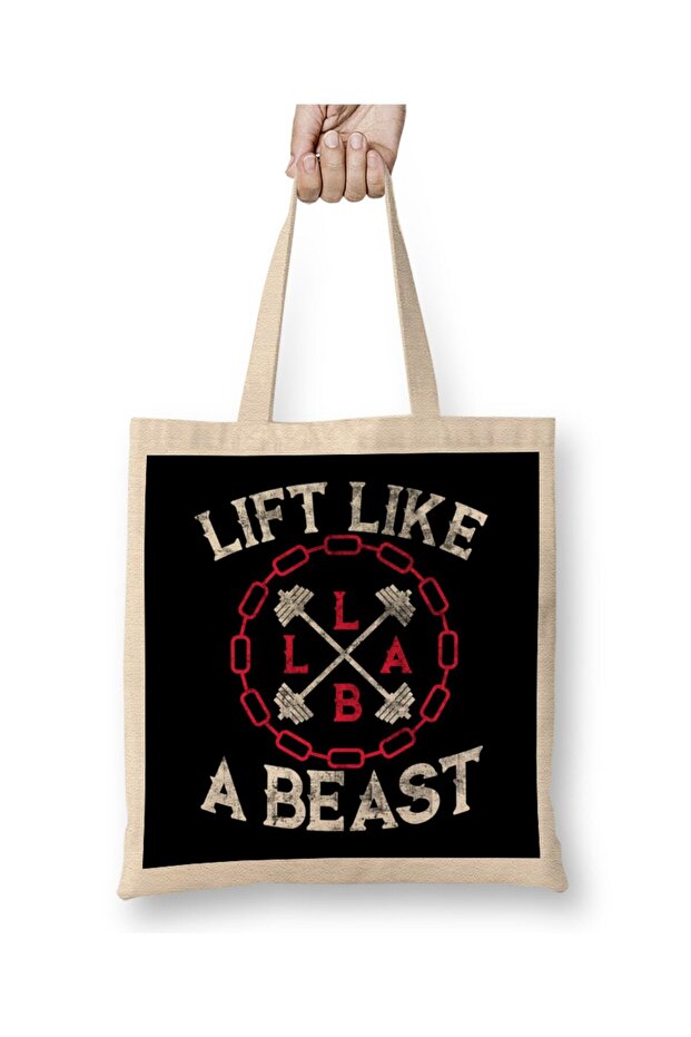 Lift Like a Beast Weightlifting Powerlifting Gym Tote Bag Long Handle