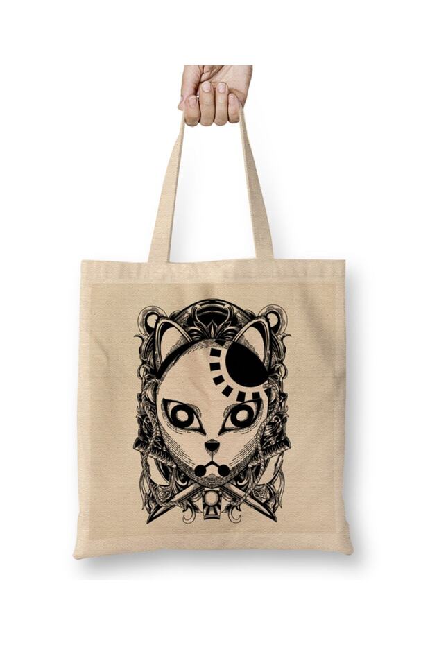 Tanjiro Kamado Engraving Demon Slayer Mask Dark Cloth Bag Long Handle