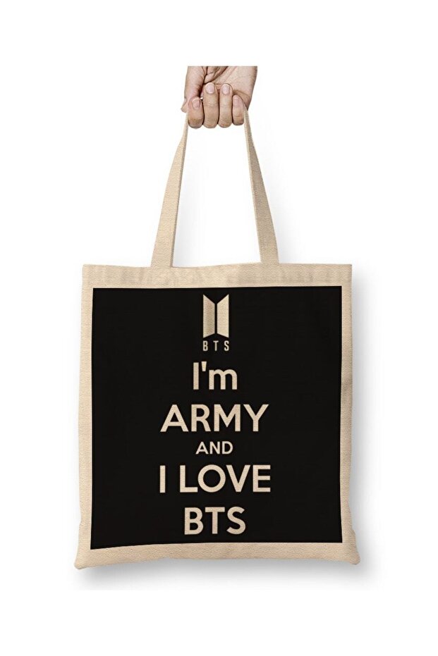 حقيبة قماش Love Bts بمقبض طويل