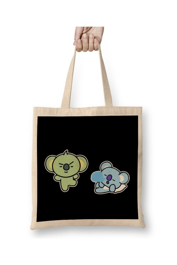 حقيبة قماش Bts Bt21 Koya vs Moya ذات مقبض طويل