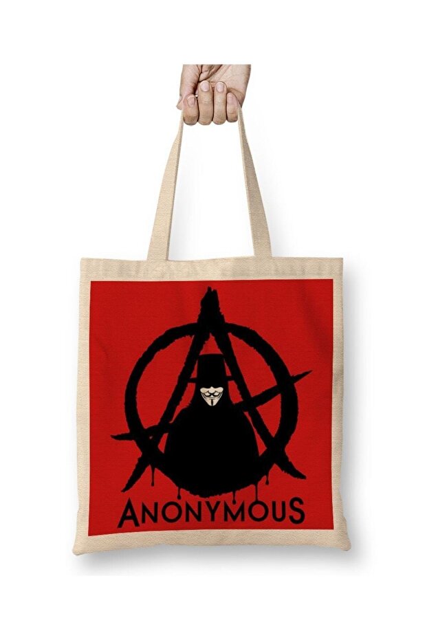 Anonymous Vfor Vendetta Cloth Bag Long Handle