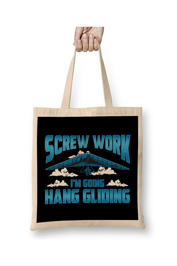 Funny Screw Work I'm Going Hang Gliding Hangliding Cloth Bag Long Handle