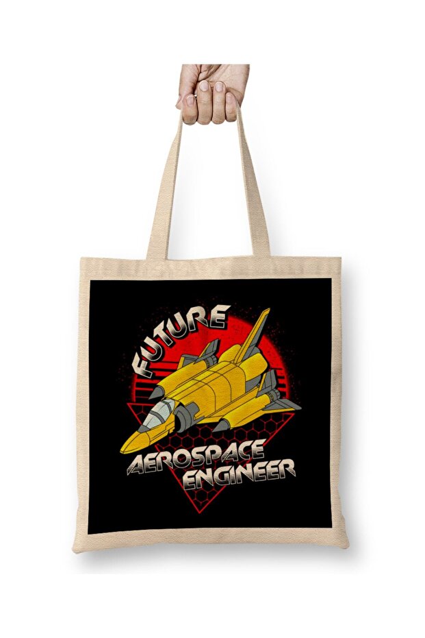 حقيبة قماش من Future Aerospace Engineer Rocket Engineering Pun بمقبض طويل