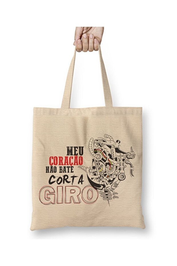 حقيبة قماش Meu Coraçao Nao Bate Corta Giros بمقبض طويل