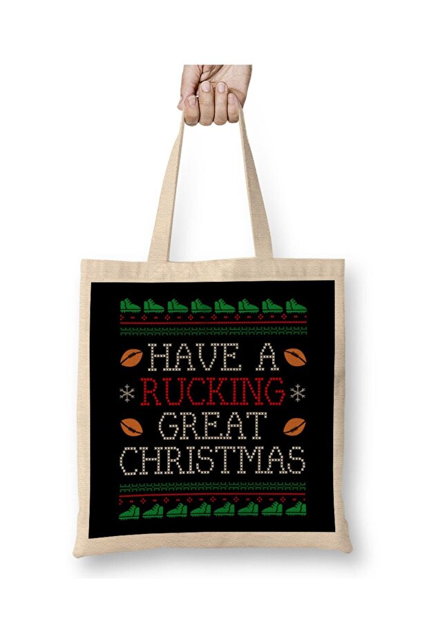Rugby Have A Rucking Great Christmas Tote Bag Long Handle
