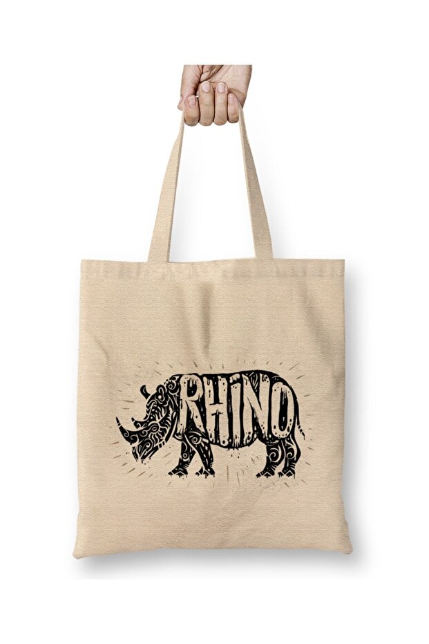 Dabbing Rhino Rhinoceros Dab Animal 02 Cloth Bag Long Handle