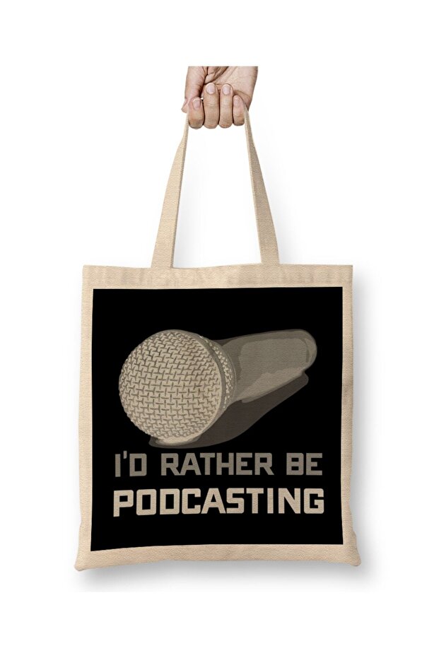 حقيبة I d Rather Be Podcasting لطيفة ومضحكة لمضيف البودكاست بمقبض طويل