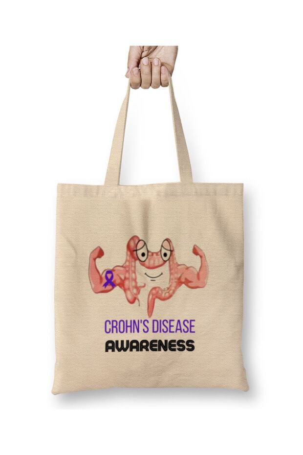 حقيبة قماشية غير قابلة للكسر من CROHN'S & AWARENESS Warrior بمقبض طويل