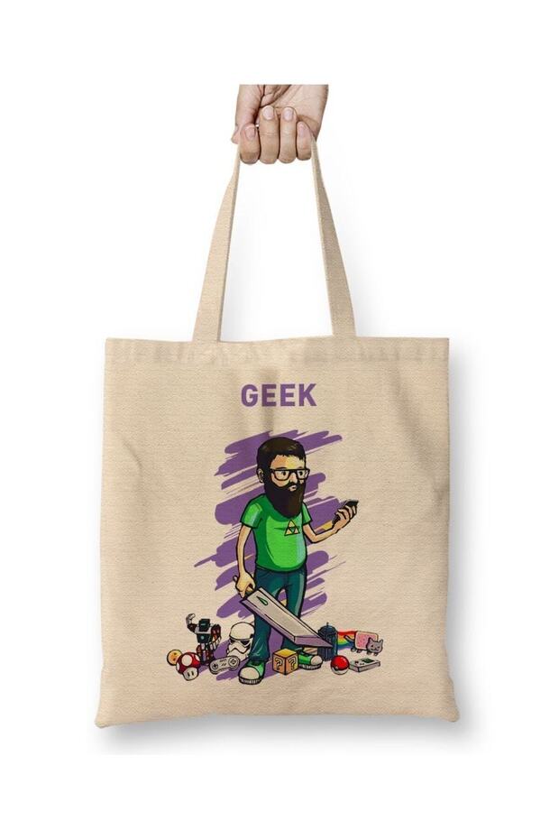Nerd Geek Gamer Tote Bag Long Handle