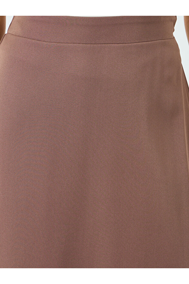 Brown Solid A-Line Maxi Skirt - 3