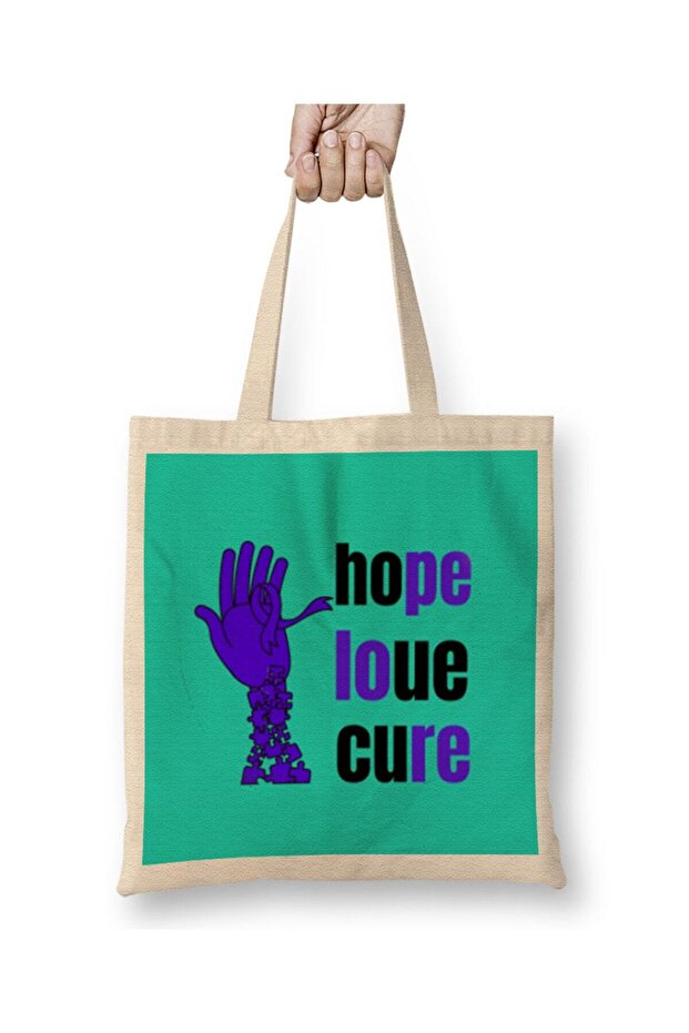 حقيبة قماشية غير قابلة للكسر من HOPE LOUE CURE CROHN'S & AWARENESS Warrior ذات مقبض طويل