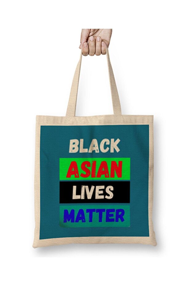 Black Asian Lives MATTER Stop AAPI Hate Tote Bag Long Handle