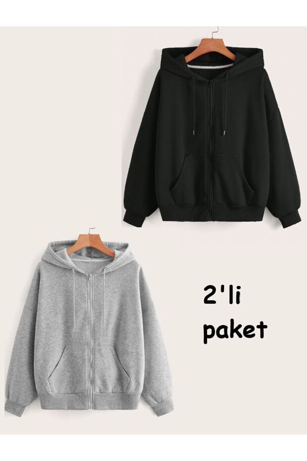 2-Pack Unisex Zippered Pocket Hooded Sweatshirt Eyaxx Sportwear Company