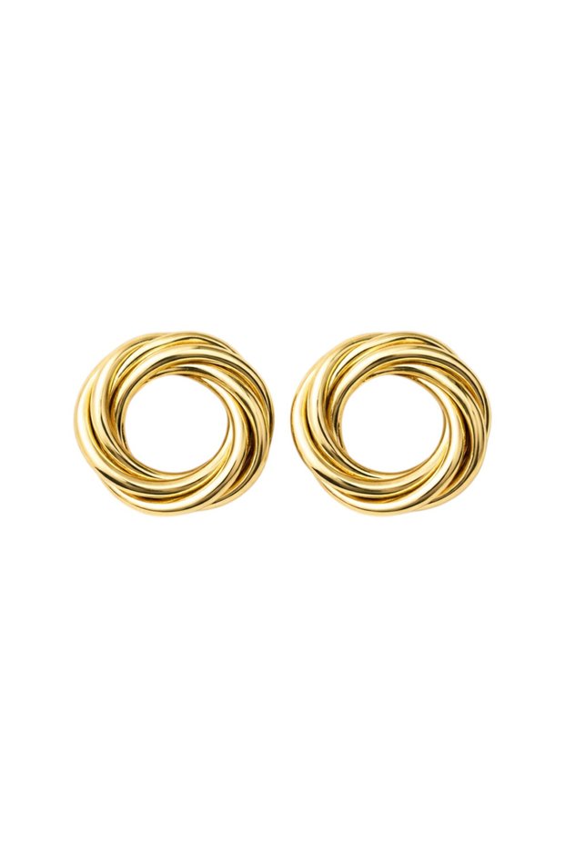 Gold Color Twist Earrings Women Stainless Steel Modern Stylish Hoop Earrings