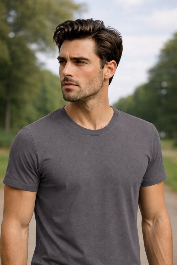 Men's Round Neck Cotton Sports T-Shirt Summer T-Shirt
