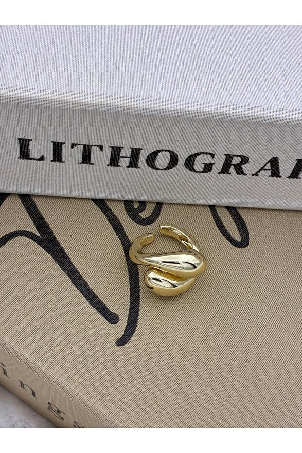 Gold Color Snake Model Adjustable Basic Adjustable Brass Ring - 1